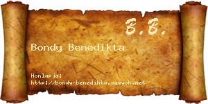 Bondy Benedikta névjegykártya